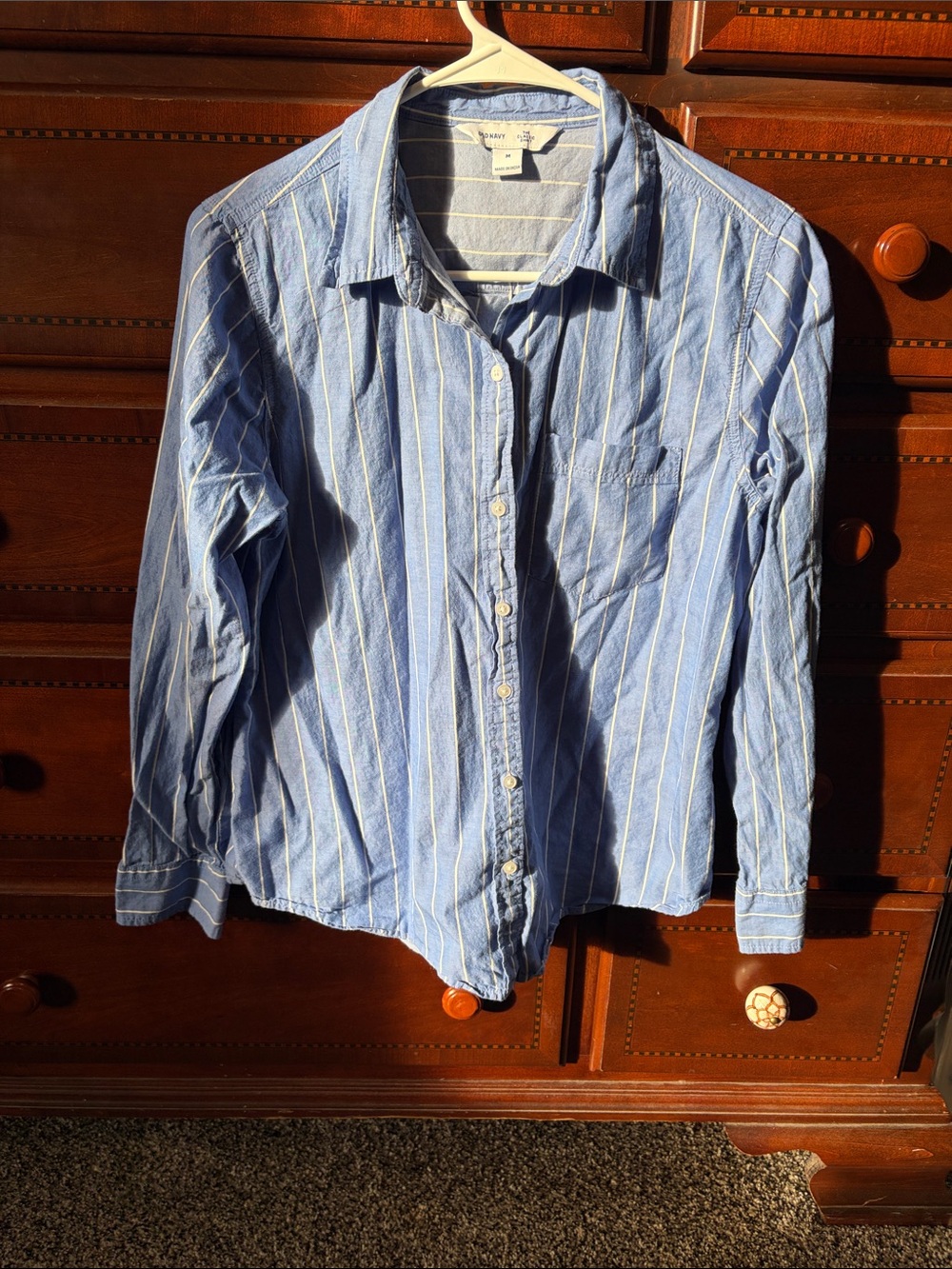 Old Navy Light Blue Striped Button-Down Shirt